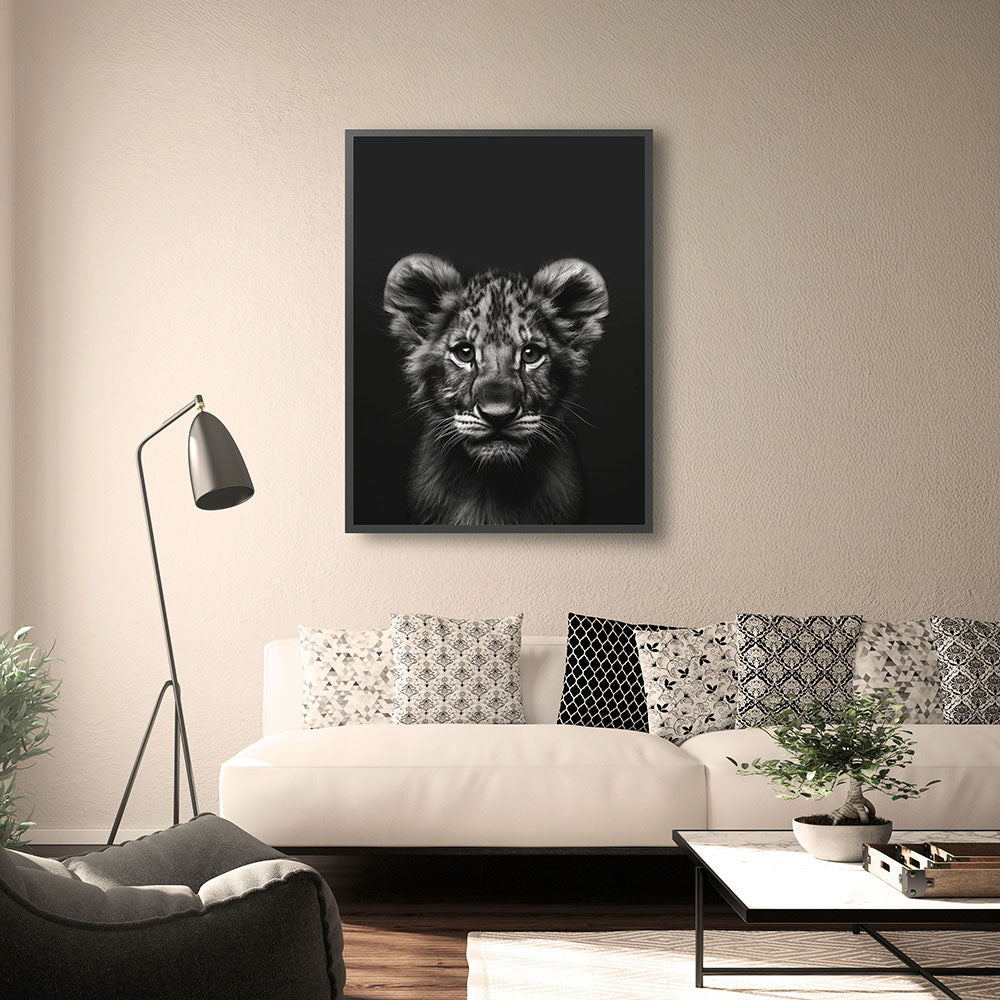 Poster: Tierporträt Löwe "Zaki" in Schwarz-Weiß