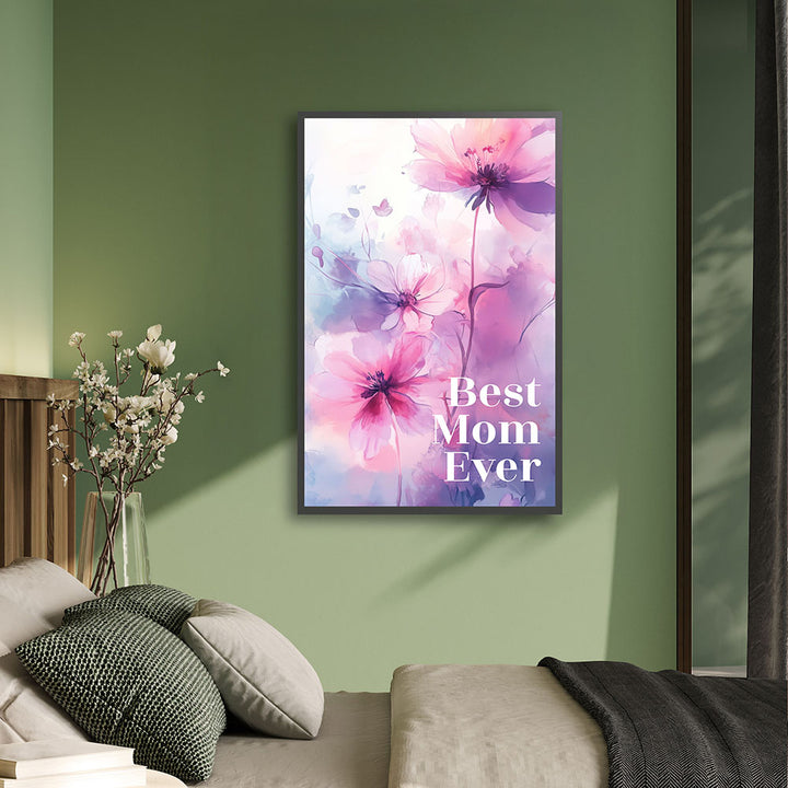 "Best mom ever" Lila Blumen - Poster bunt