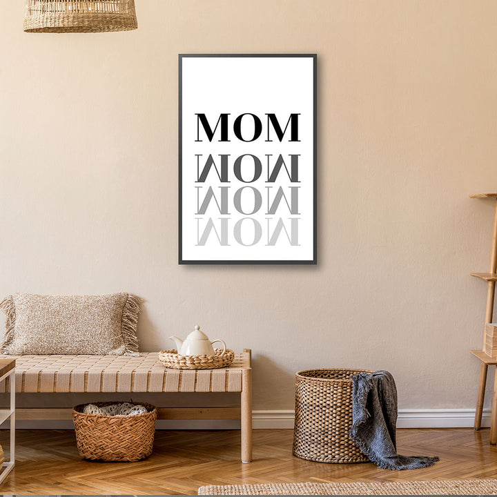 "Mom-Wow" - Poster in Weiß-Schwarz