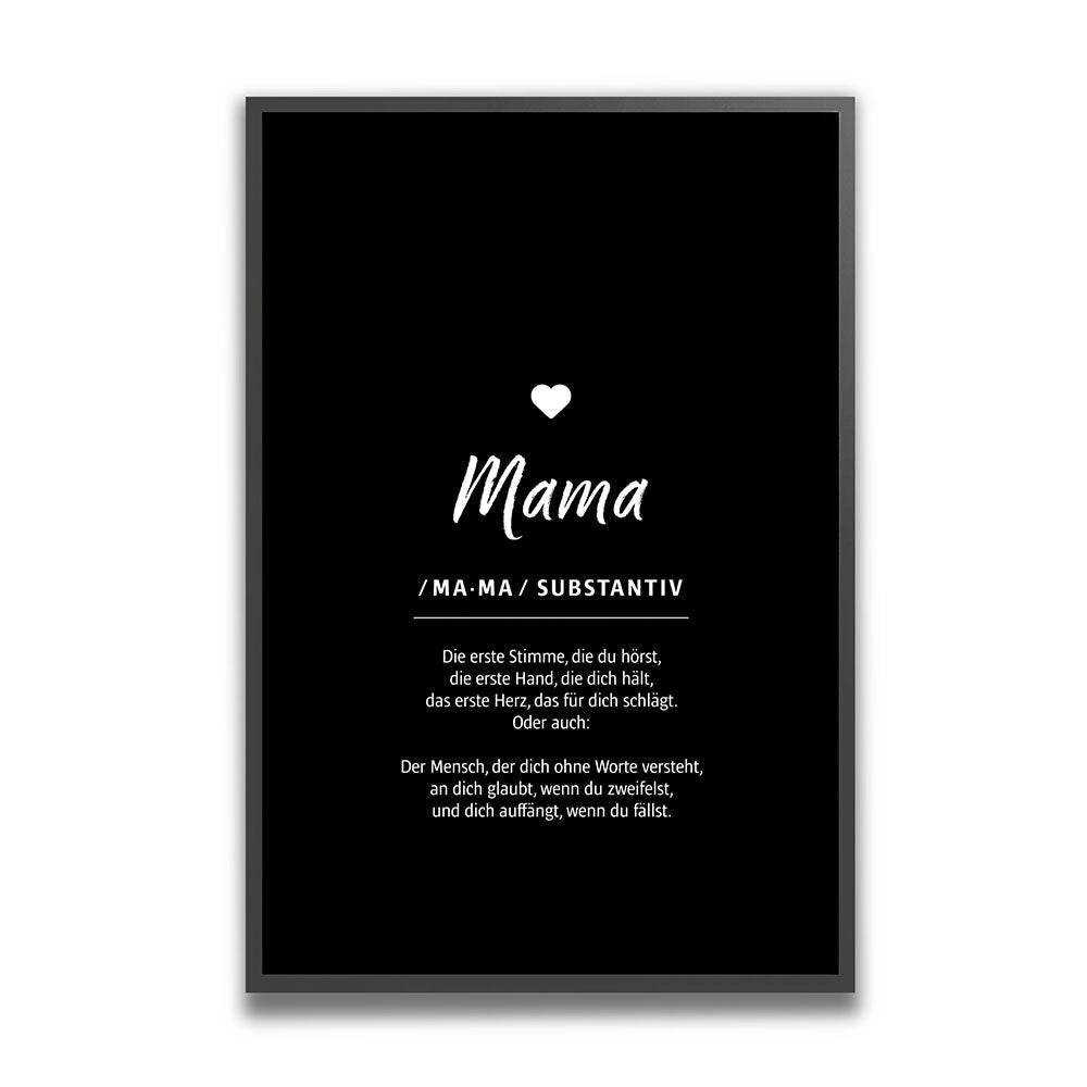 Mama - Wortdefinition - Poster in Schwarz-Weiß