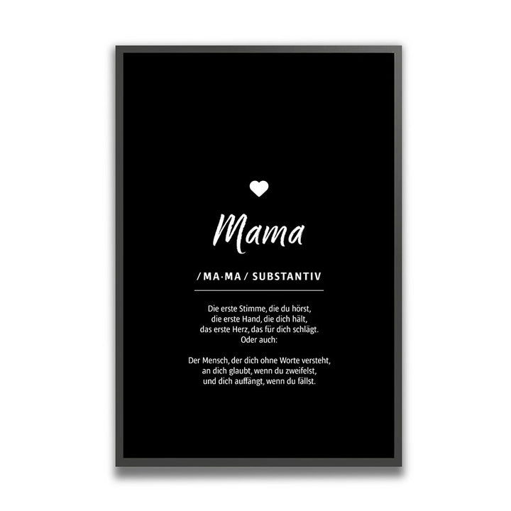 Mama - Wortdefinition - Poster in Schwarz-Weiß