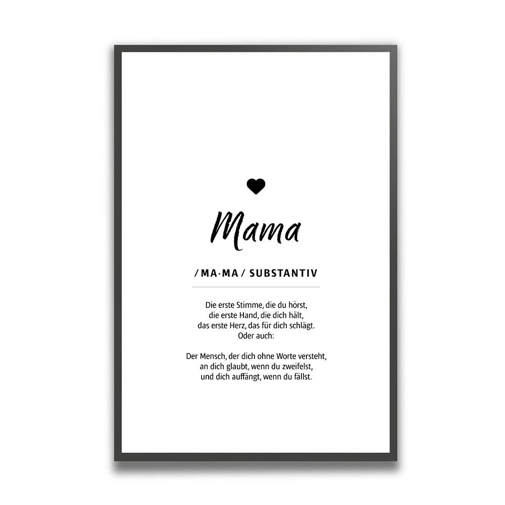 Gerahmtes Poster mit Definition Spruch Mama