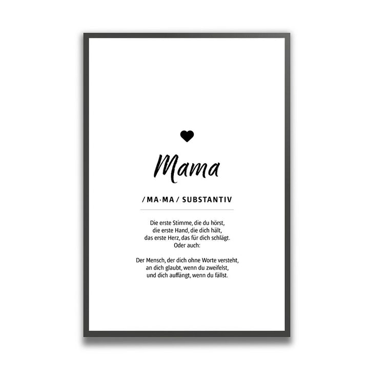 Gerahmtes Poster mit Definition Spruch Mama
