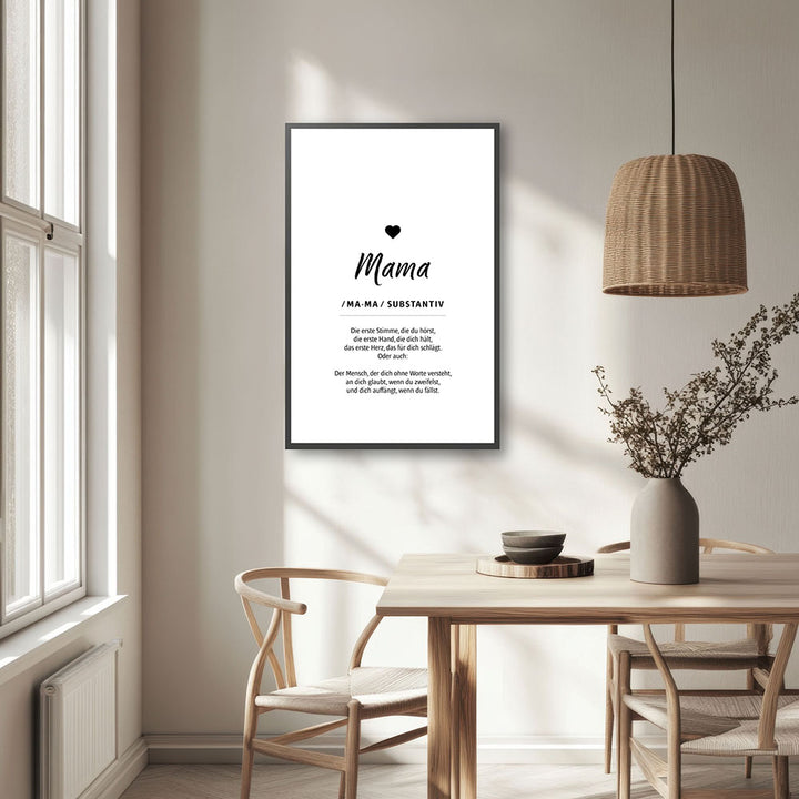 Mama - Wortdefinition - Poster in Weiß-Schwarz