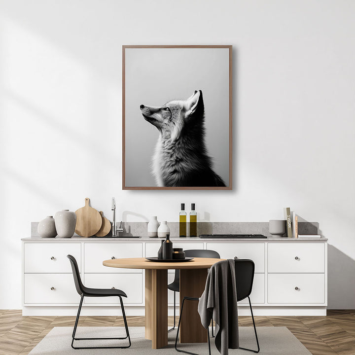 Poster: Tierporträt Fuchs "Ash" in Schwarz-Weiß