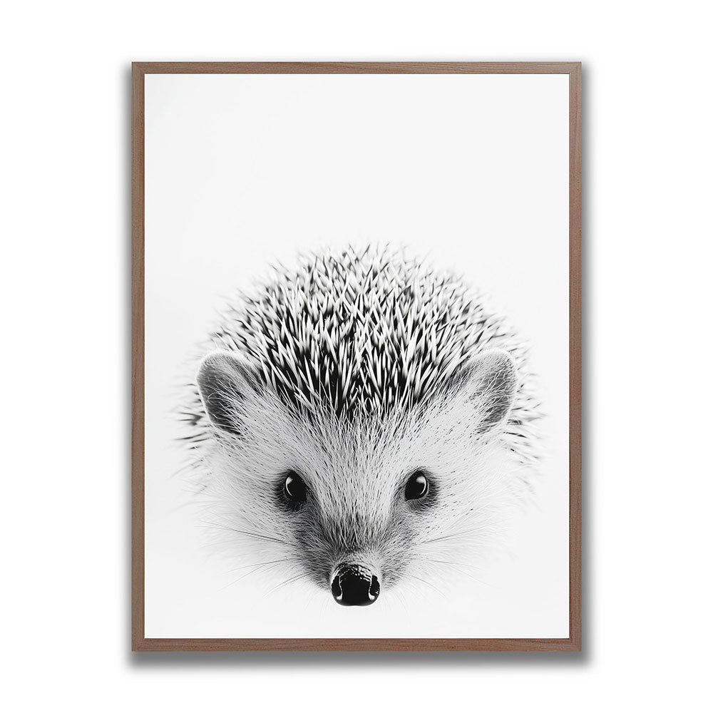 Poster mit Rahmen Tierbild Igel Schwarz Weiß