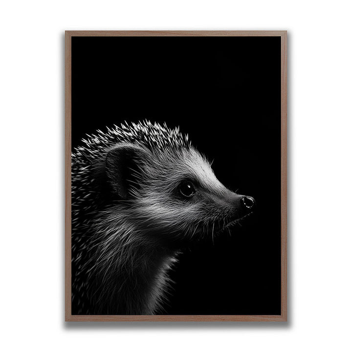 Poster Wandbild mit Rahmen Igel Schwarz Weiß