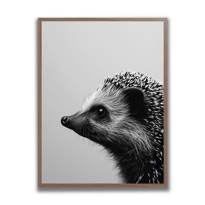 Poster Tierposter mit Rahmen Igel Schwarz Weiß