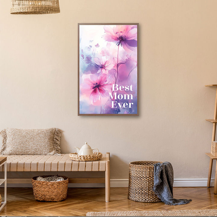 "Best mom ever" Lila Blumen - Poster bunt