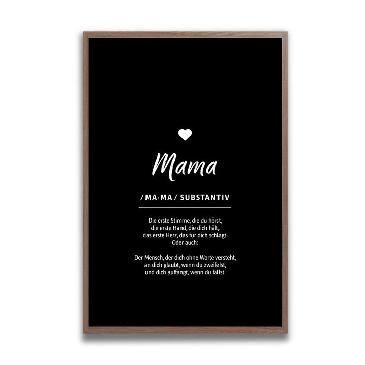Mama - Wortdefinition - Poster in Schwarz-Weiß