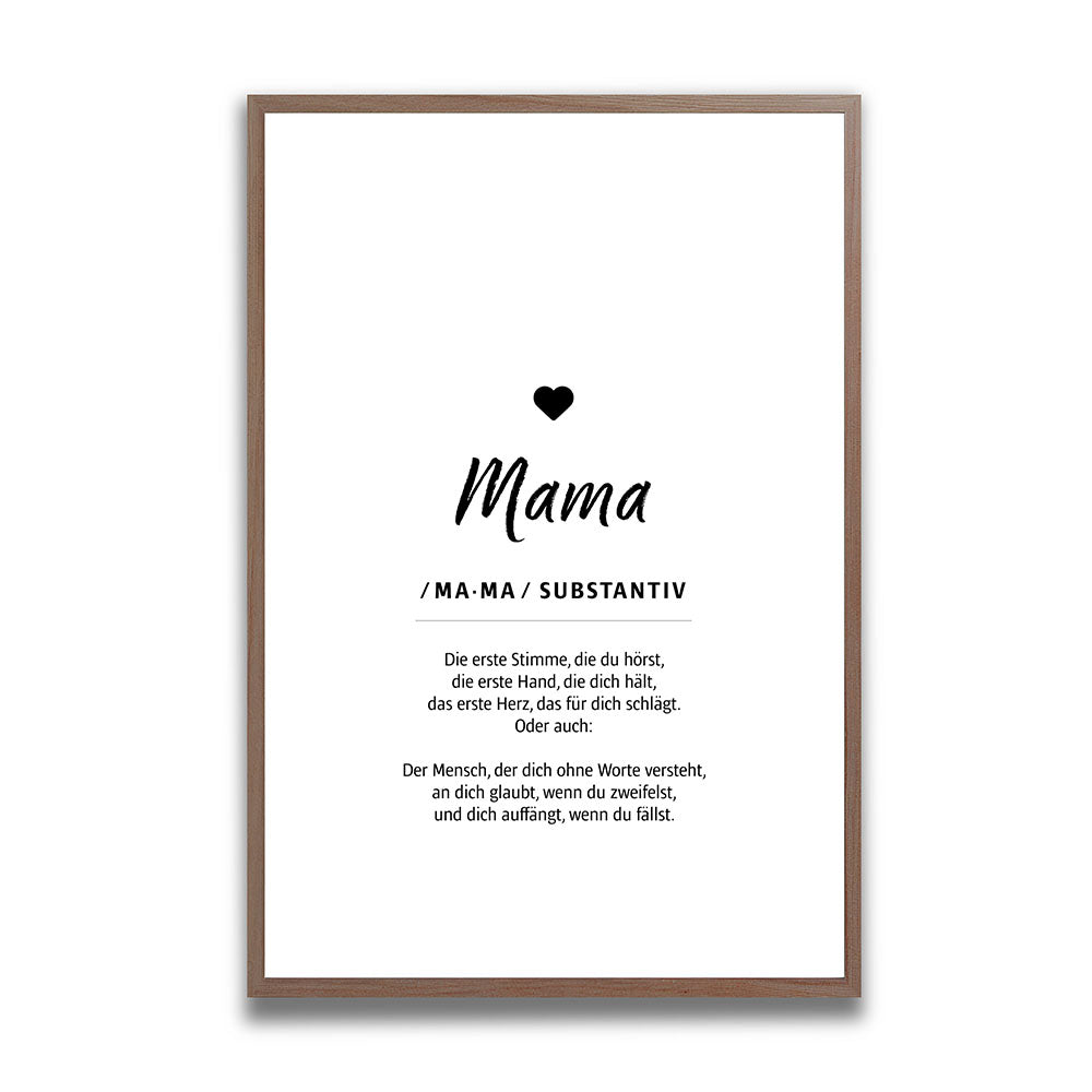 Mama - Wortdefinition - Poster in Weiß-Schwarz