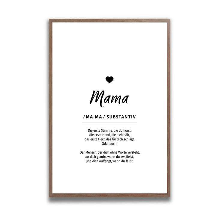 Mama - Wortdefinition - Poster in Weiß-Schwarz