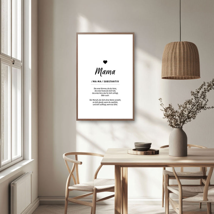 Mama - Wortdefinition - Poster in Weiß-Schwarz