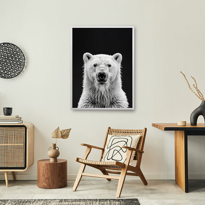 Poster: Tierporträt Eisbär "Nanuk" in Schwarz-Weiß