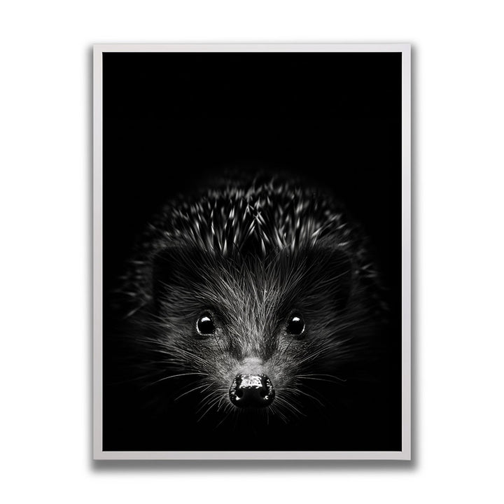 Poster mit Rahmen Tierbild Igel Schwarz Weiß