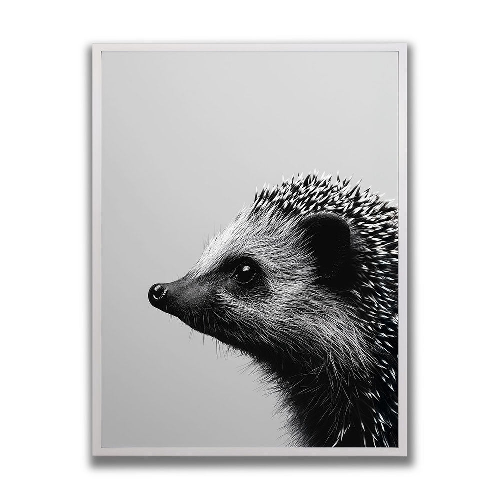 Poster Tierposter mit Rahmen Igel Schwarz Weiß