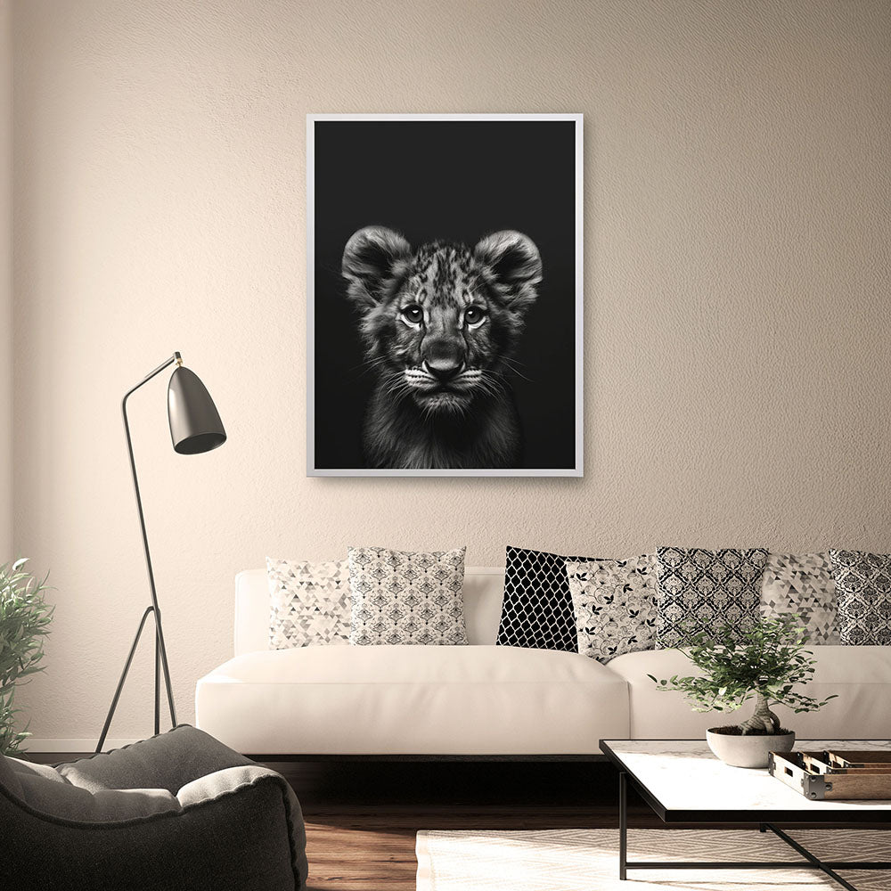 Poster: Tierporträt Löwe "Zaki" in Schwarz-Weiß