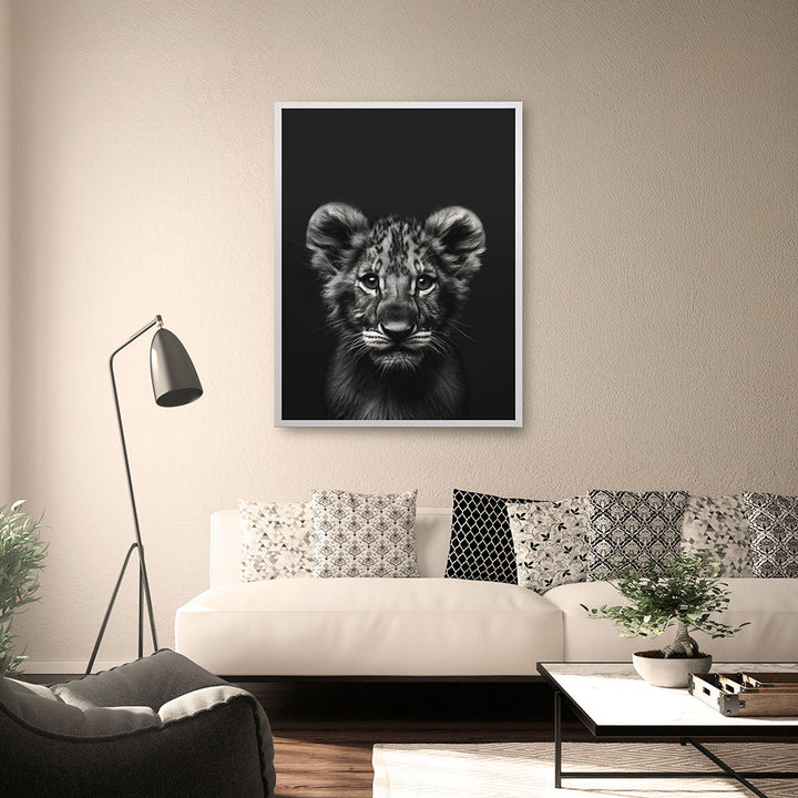 Poster: Tierporträt Löwe "Zaki" in Schwarz-Weiß