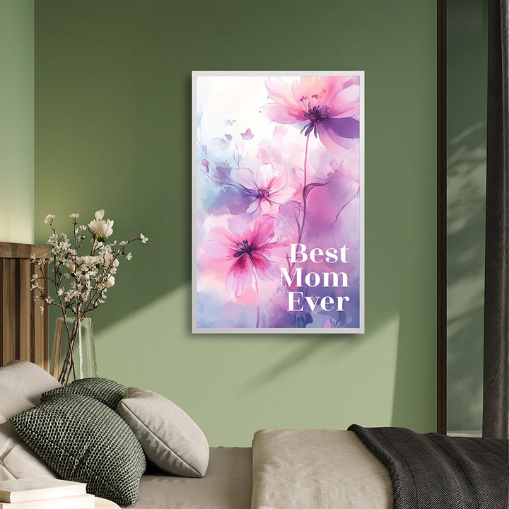 "Best mom ever" Lila Blumen - Poster bunt