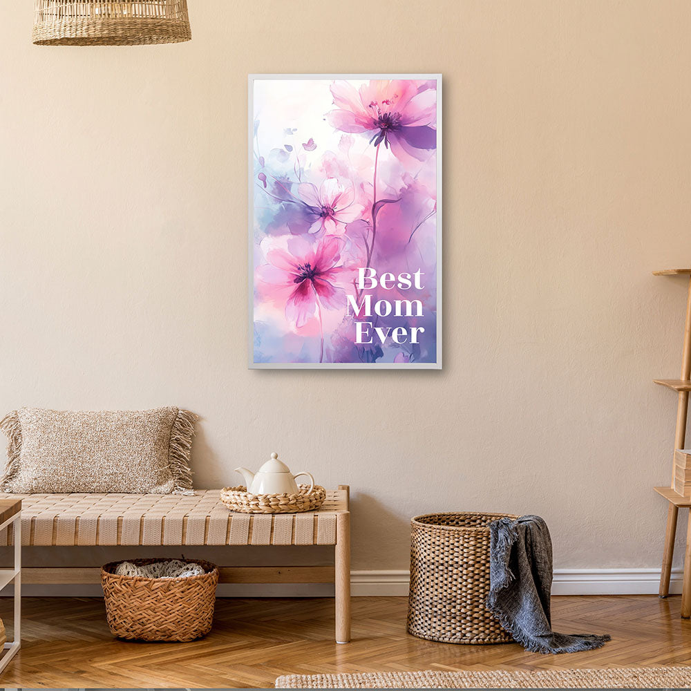 "Best mom ever" Lila Blumen - Poster bunt