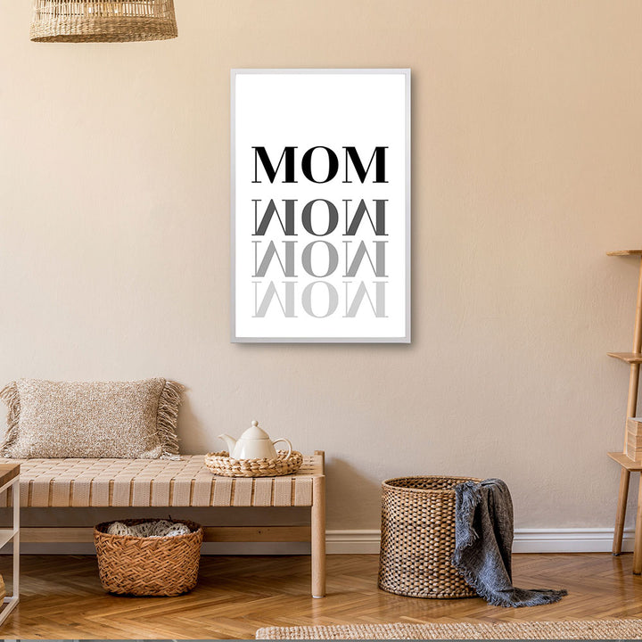 "Mom-Wow" - Poster in Weiß-Schwarz