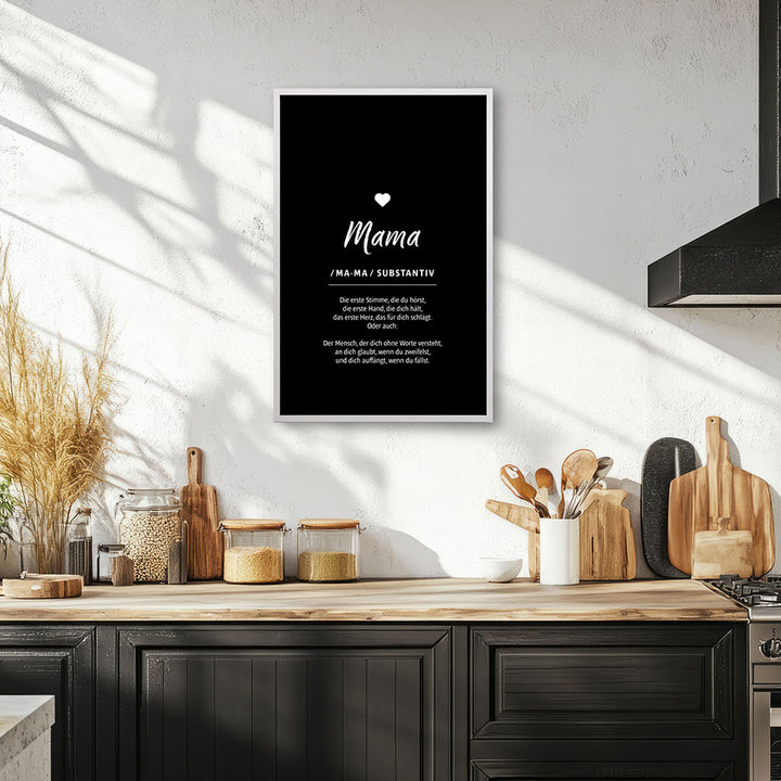 Mama - Wortdefinition - Poster in Schwarz-Weiß