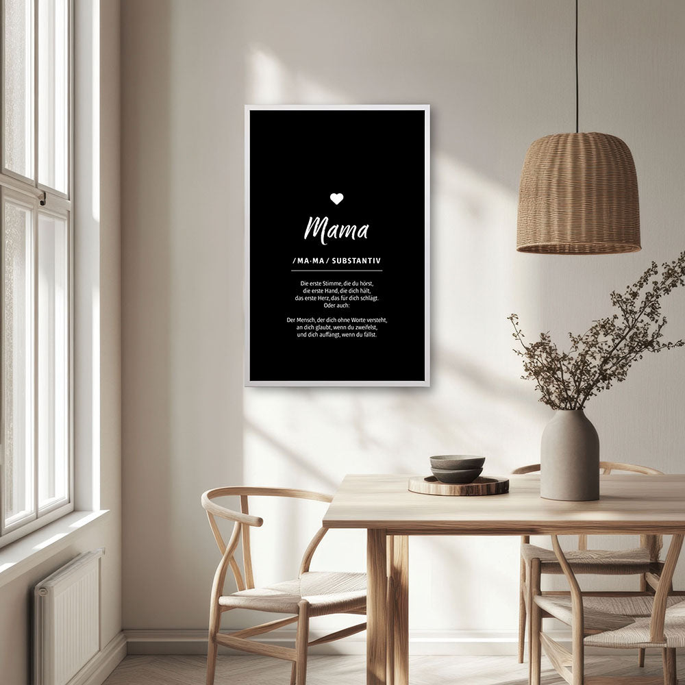 Mama - Wortdefinition - Poster in Schwarz-Weiß