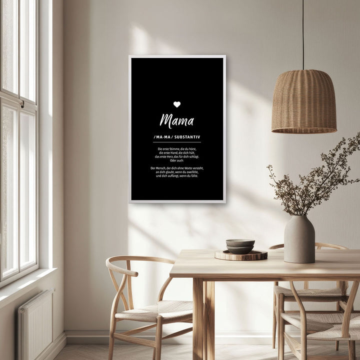 Mama - Wortdefinition - Poster in Schwarz-Weiß