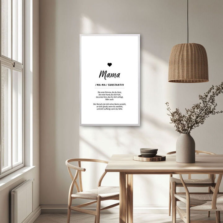 Mama - Wortdefinition - Poster in Weiß-Schwarz