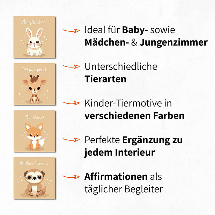 Kinder-Tierbilder für Wanddekoration in verschiedenen Farben