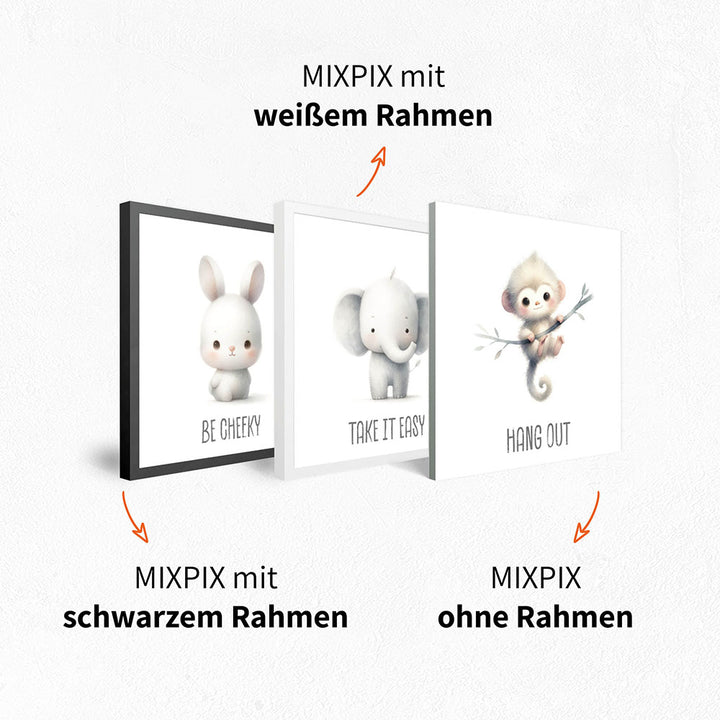 MIXPIX Wandbilder mit schwarzem, weißem Rahmen oder ohne Rahmen