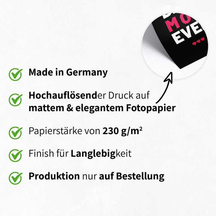 "Best mom ever" Typografie - Poster in Weiß-Schwarz