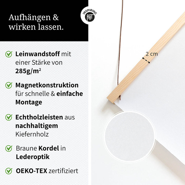 "Best mom ever" Typografie - Stoffbild mit Holzleisten in Schwarz-Weiß