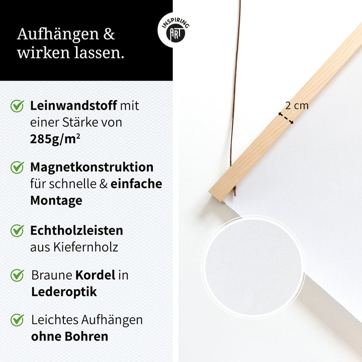 Mama - Wortdefinition - Stoffbild mit Holzleisten in Weiß-Schwarz