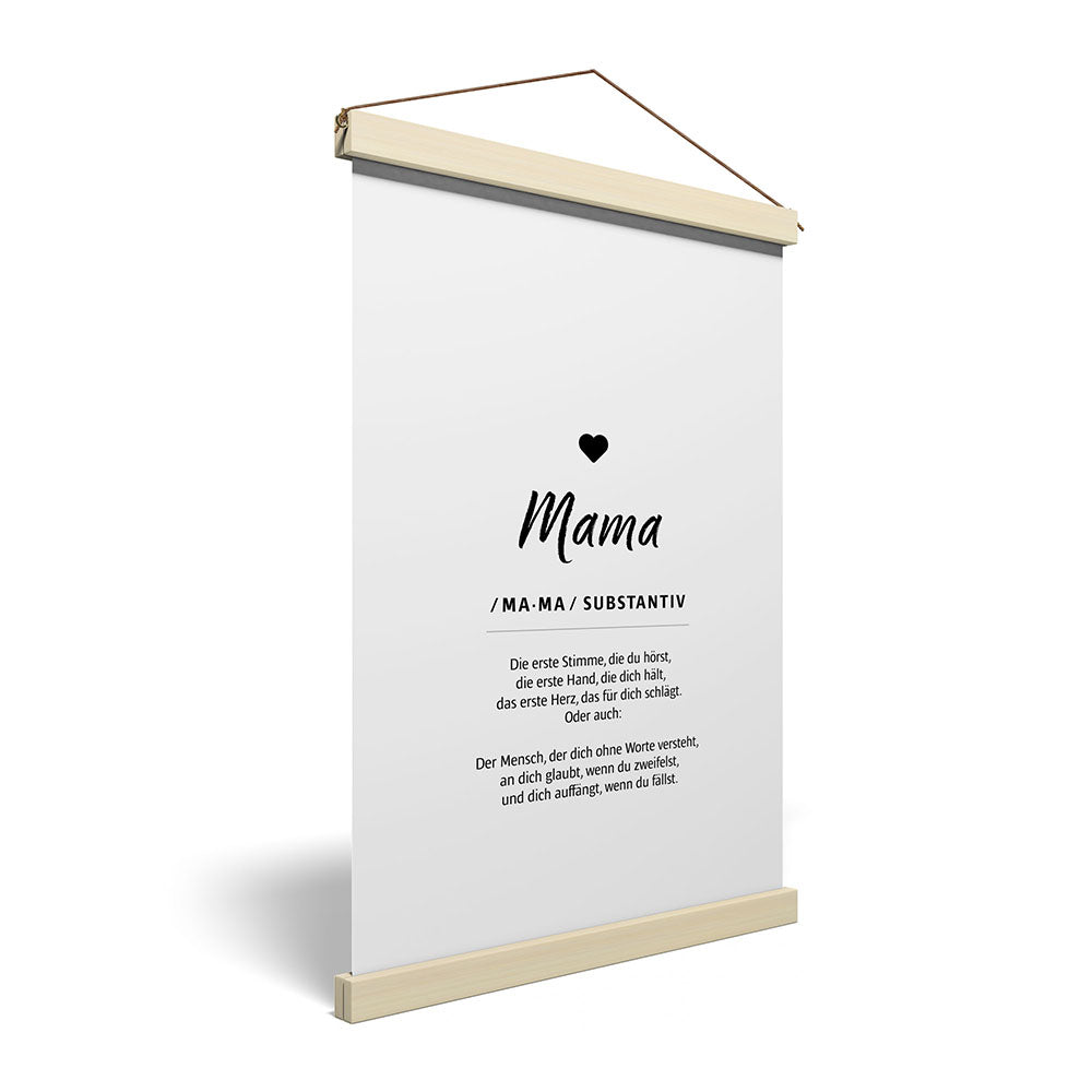 Stoffbild zum Aufhängen mit Holzleisten Mama Geschenk