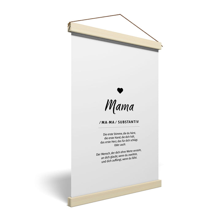 Stoffbild zum Aufhängen mit Holzleisten Mama Geschenk