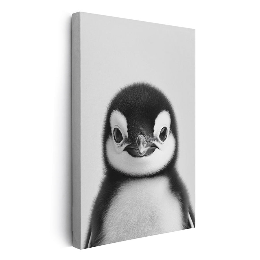 Leinwandbild Pinguinbaby Schwarz Weiß