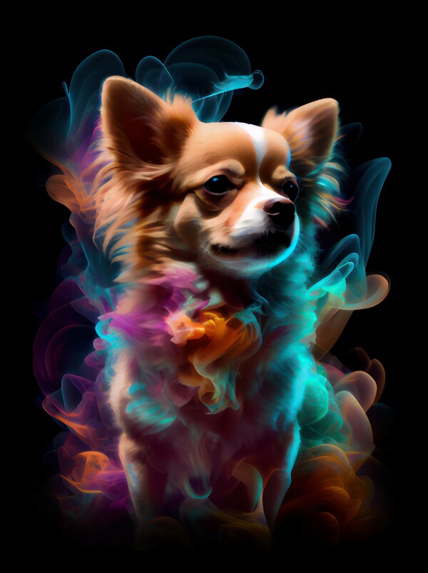 Chihuahua Max - Hunde Wandbild - Poster mit 275 g/m2 seidenmatt ohne Rahmen - Dogs Art Hundebild ColorWorld im Hochformat - Hundeportrait-Kunstdruck in Museumsqualität