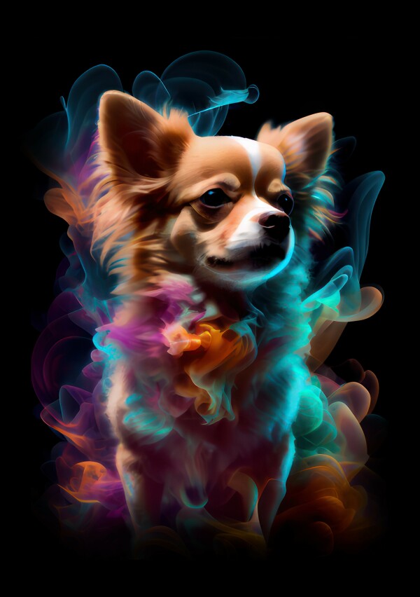 Chihuahua Max - Hunde Wandbild - Poster mit 275 g/m2 seidenmatt ohne Rahmen - Dogs Art Hundebild ColorWorld im Hochformat - Hundeportrait-Kunstdruck in Museumsqualität