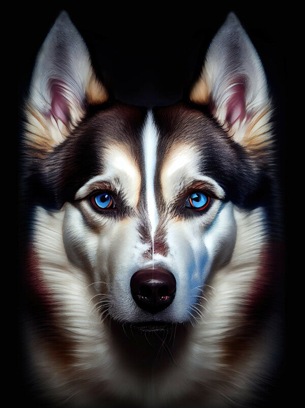 Husky Cleo - Hunde Wandbild - Poster mit 275 g/m2 seidenmatt ohne Rahmen - Dogs Art Hundebild ColorWorld im Hochformat - Hundeportrait-Kunstdruck in Museumsqualität