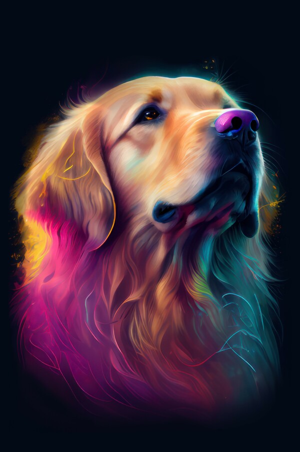 Golden Retriever Duke - Hunde Wandbild - Poster mit 275 g/m2 seidenmatt ohne Rahmen - Dogs Art Hundebild ColorWorld im Hochformat - Hundeportrait-Kunstdruck in Museumsqualität