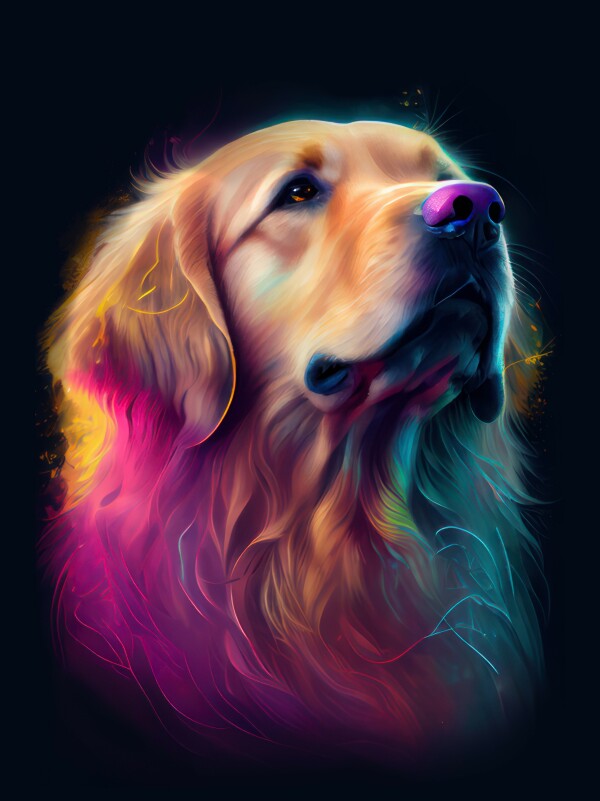Golden Retriever Duke - Hunde Wandbild - Poster mit 275 g/m2 seidenmatt ohne Rahmen - Dogs Art Hundebild ColorWorld im Hochformat - Hundeportrait-Kunstdruck in Museumsqualität