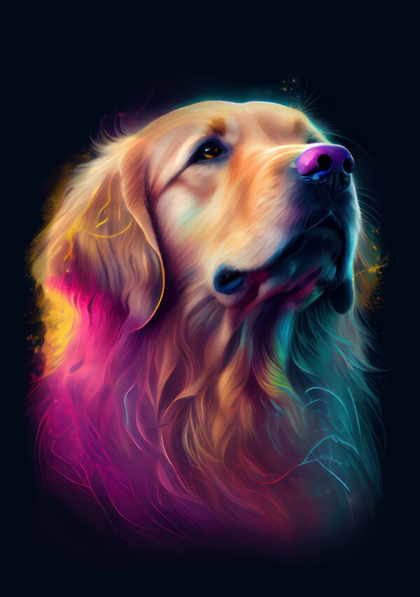 Golden Retriever Duke - Hunde Wandbild - Poster mit 275 g/m2 seidenmatt ohne Rahmen - Dogs Art Hundebild ColorWorld im Hochformat - Hundeportrait-Kunstdruck in Museumsqualität