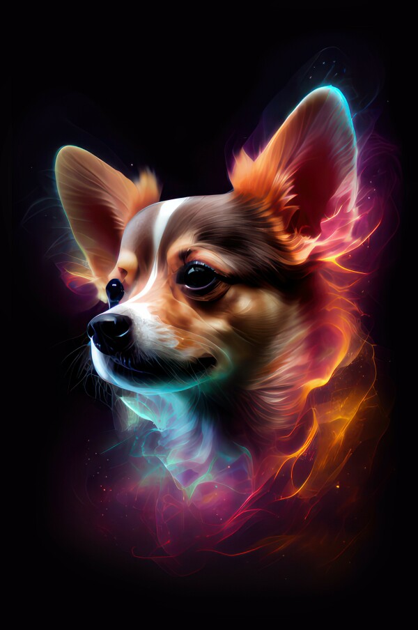 Chihuahua Luna - Hunde Wandbild - Poster mit 275 g/m2 seidenmatt ohne Rahmen - Dogs Art Hundebild ColorWorld im Hochformat - Hundeportrait-Kunstdruck in Museumsqualität