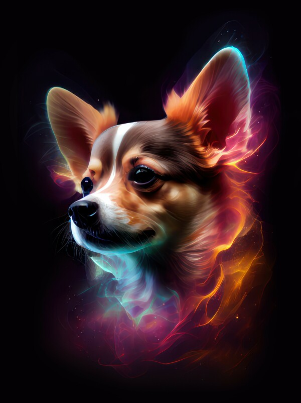 Chihuahua Luna - Hunde Wandbild - Poster mit 275 g/m2 seidenmatt ohne Rahmen - Dogs Art Hundebild ColorWorld im Hochformat - Hundeportrait-Kunstdruck in Museumsqualität