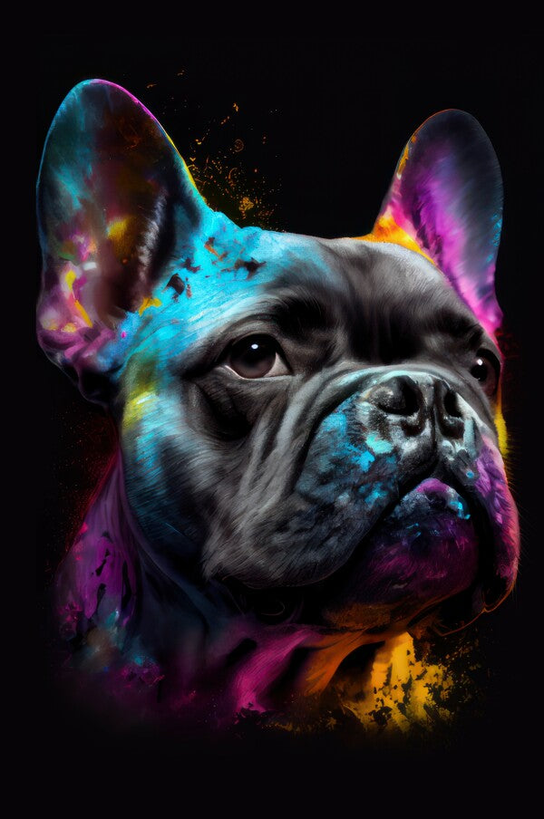 Französische Bulldogge Cooper - Hunde Wandbild - Poster mit 275 g/m2 seidenmatt ohne Rahmen - Dogs Art Hundebild ColorWorld im Hochformat - Hundeportrait-Kunstdruck in Museumsqualität
