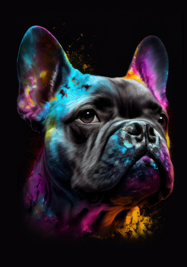 Französische Bulldogge Cooper - Hunde Wandbild - Poster mit 275 g/m2 seidenmatt ohne Rahmen - Dogs Art Hundebild ColorWorld im Hochformat - Hundeportrait-Kunstdruck in Museumsqualität