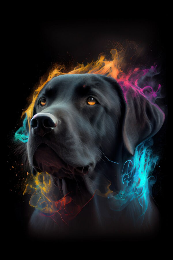 Labrador Bacchus - Hunde Wandbild - Poster mit 275 g/m2 seidenmatt ohne Rahmen - Dogs Art Hundebild ColorWorld im Hochformat - Hundeportrait-Kunstdruck in Museumsqualität