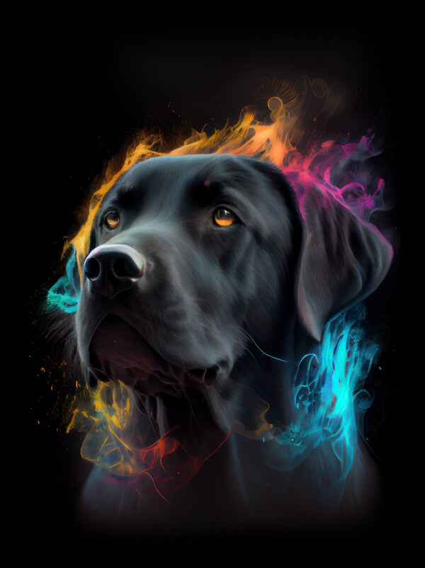 Labrador Bacchus - Hunde Wandbild - Poster mit 275 g/m2 seidenmatt ohne Rahmen - Dogs Art Hundebild ColorWorld im Hochformat - Hundeportrait-Kunstdruck in Museumsqualität