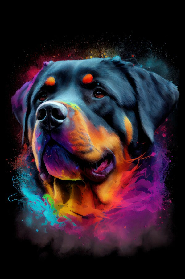 Rottweiler Stella - Hunde Wandbild - Poster mit 275 g/m2 seidenmatt ohne Rahmen - Dogs Art Hundebild ColorWorld im Hochformat - Hundeportrait-Kunstdruck in Museumsqualität